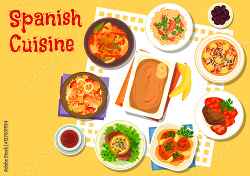 Spanish seafood and meat dishes icon