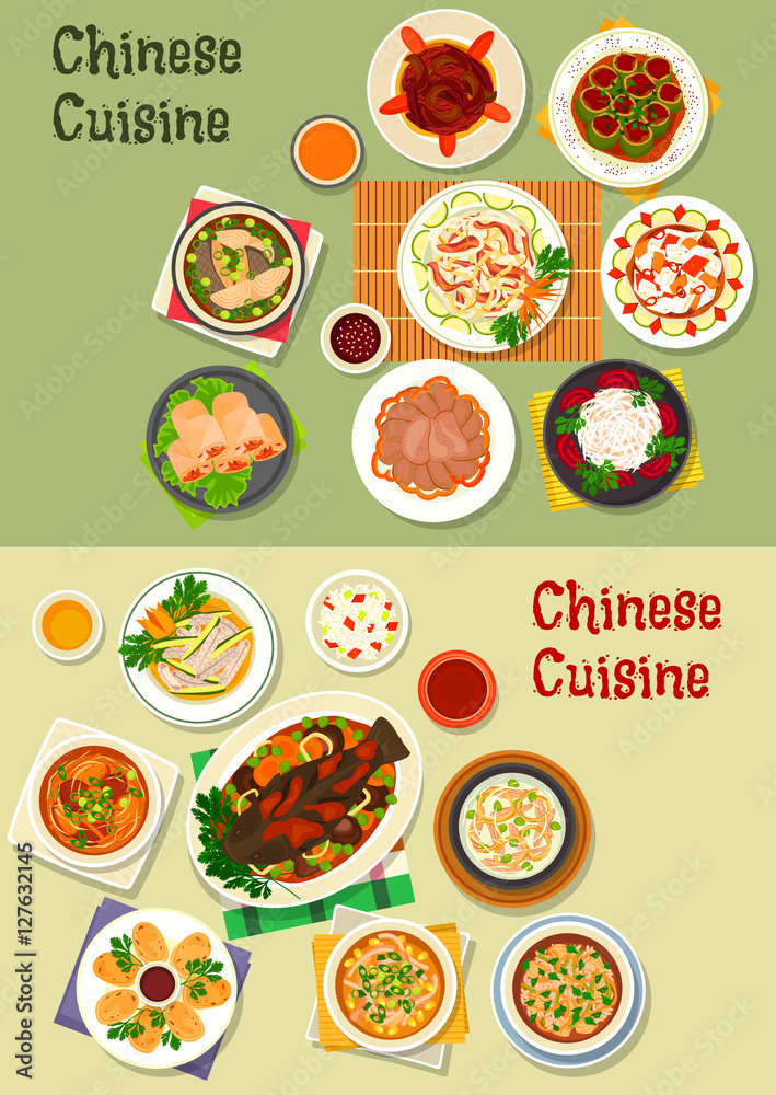 Chinese cuisine icon for oriental menu design