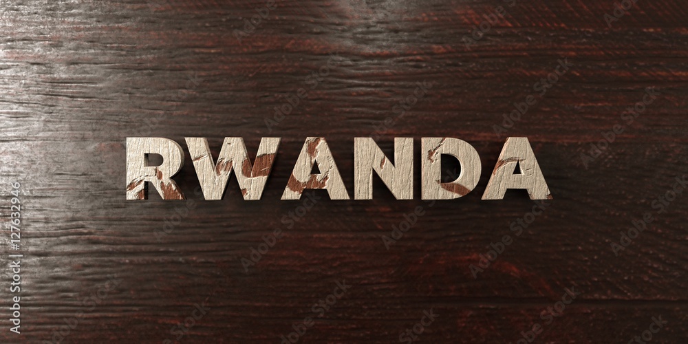 Fototapeta premium Rwanda - grungy wooden headline on Maple - 3D rendered royalty free stock image. This image can be used for an online website banner ad or a print postcard.
