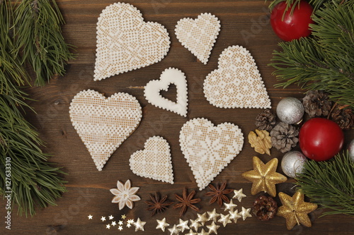 Christmas still life with honey-cake, cinnamon, badian, nuts and decorations (Canon EOS 5D Mark III, Canon EF 100mm F2.8 L IS USM Macro, 1/160, f11, ISO 400) photo