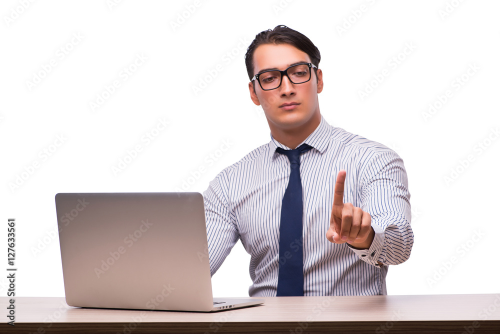 Man with laptop isolated on white Man with laptop isolated on white