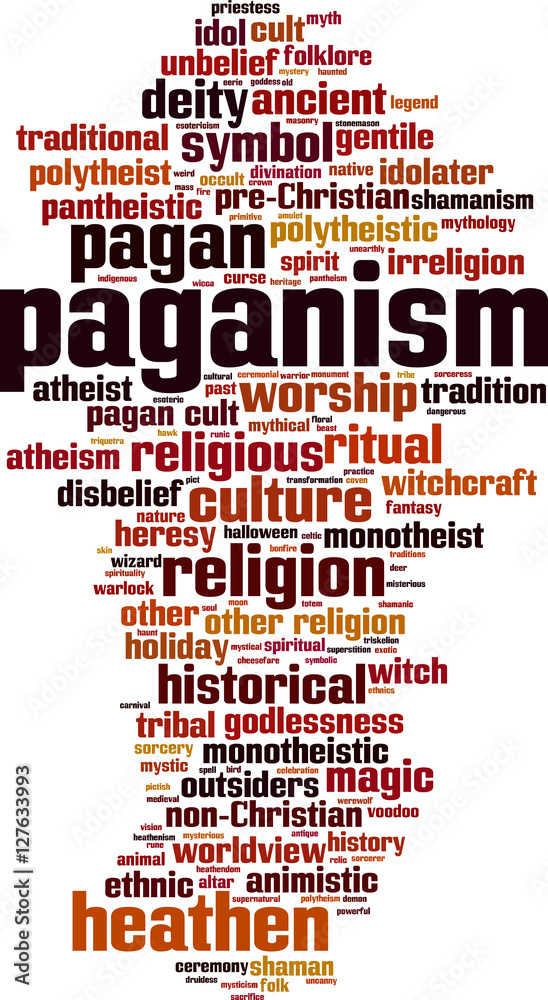 Paganism word cloud concept. Vector illustration Paganism word cloud concept. Vector illustration