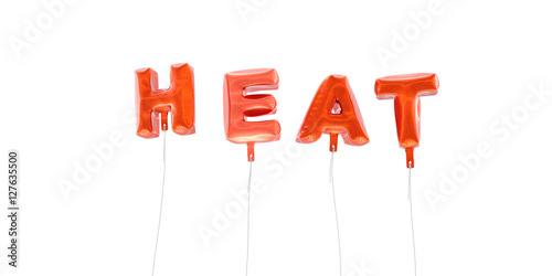 HEAT - word made from red foil balloons - 3D rendered. Can be used for an online banner ad or a print postcard.