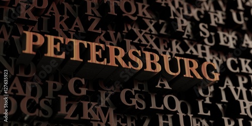 Petersburg - Wooden 3D rendered letters/message. Can be used for an online banner ad or a print postcard.