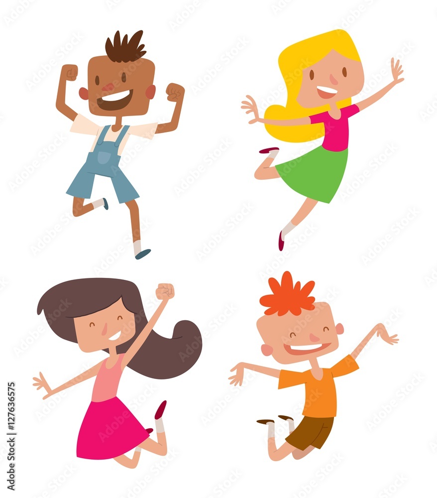 Happy children in different positions vector set. Happy children in different positions vector set.
