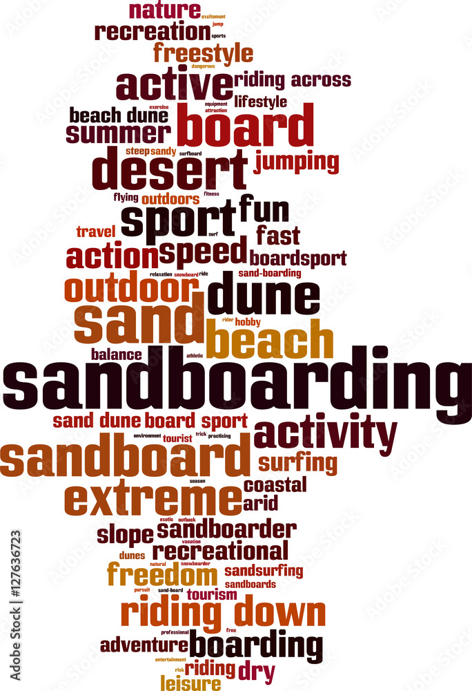 Sandboarding word cloud concept. Vector illustration