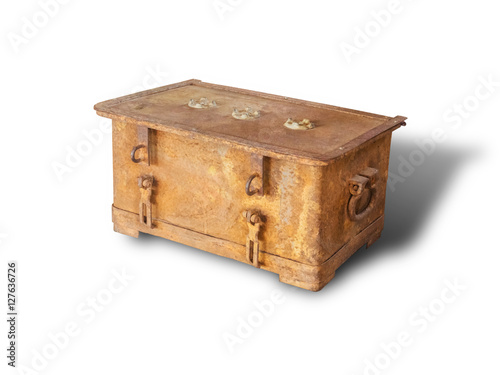 Old iron chests full of rust. Isolated on white background with clipping path.