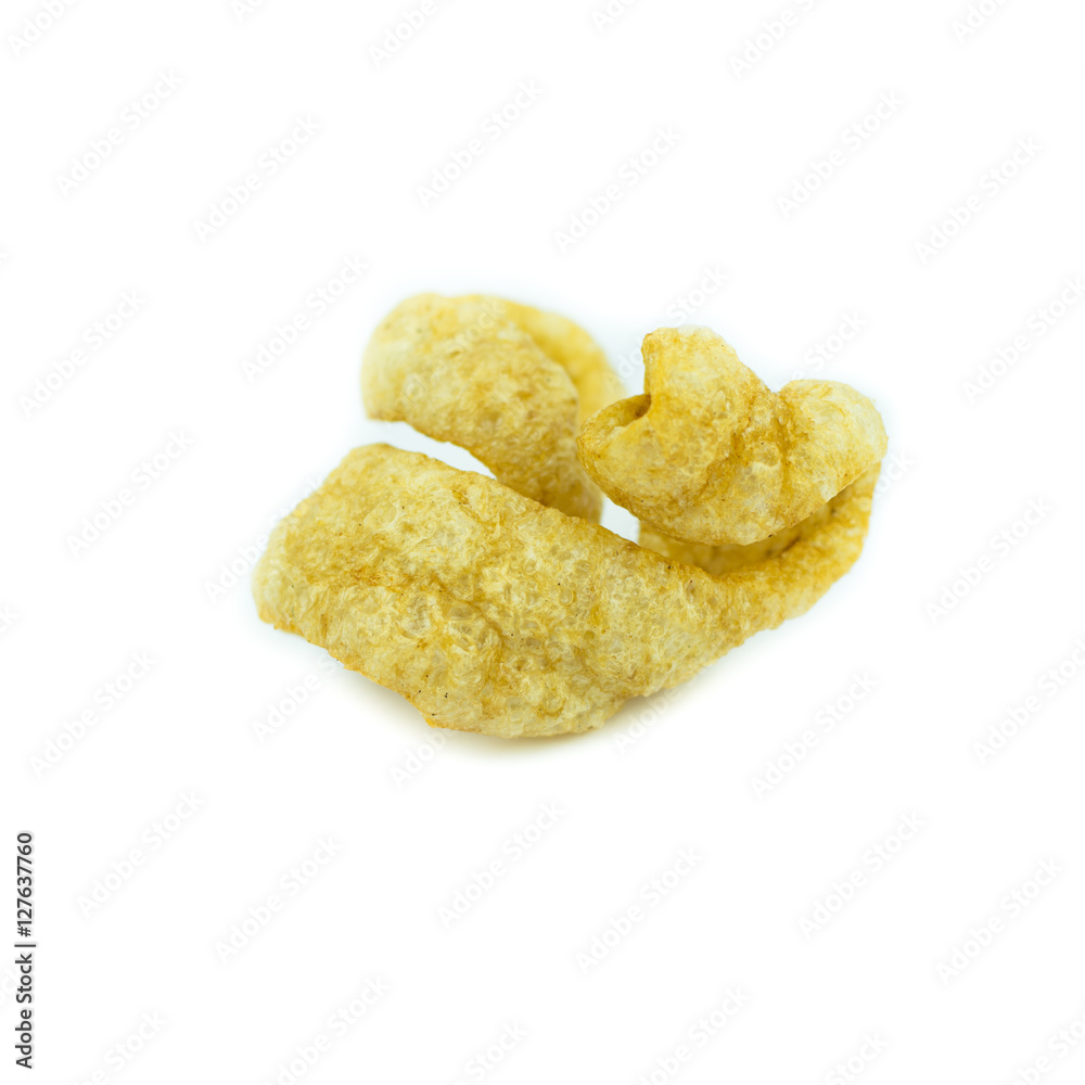Pile of pork rind isolated on white background Pile of pork rind isolated on white background
