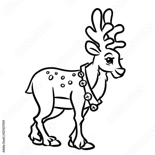 Deer Christmas Coloring Pages cartoon illustration isolated image character 