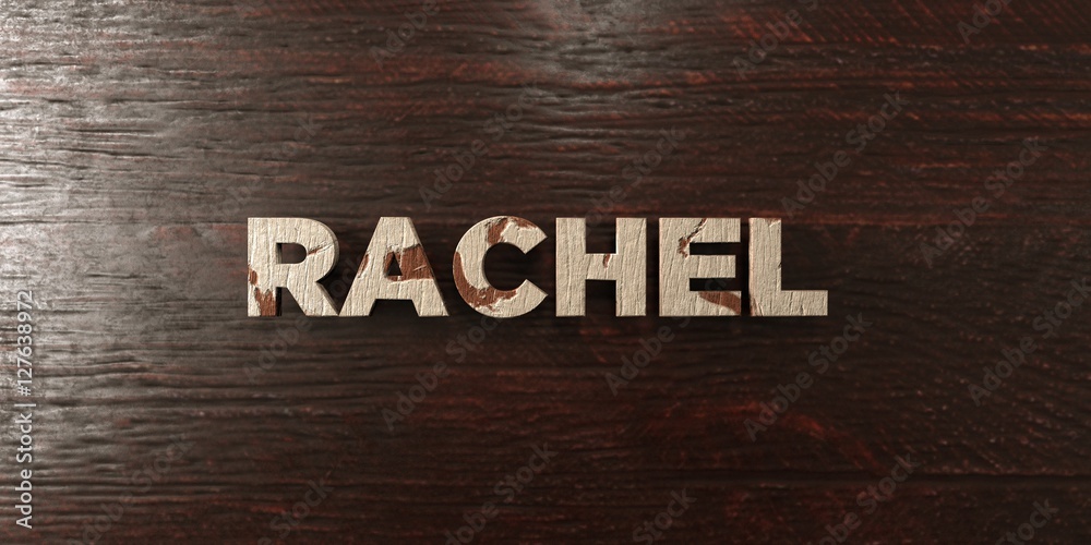 Fototapeta premium Rachel - grungy wooden headline on Maple - 3D rendered royalty free stock image. This image can be used for an online website banner ad or a print postcard.