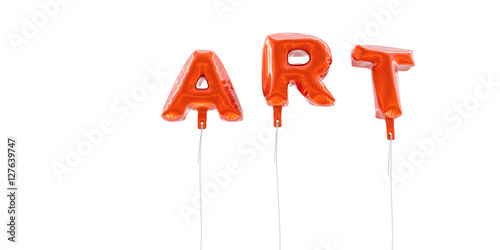 ART - word made from red foil balloons - 3D rendered. Can be used for an online banner ad or a print postcard.