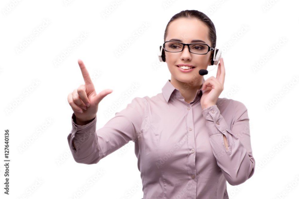 Young call center operator isolated on white Young call center operator isolated on white
