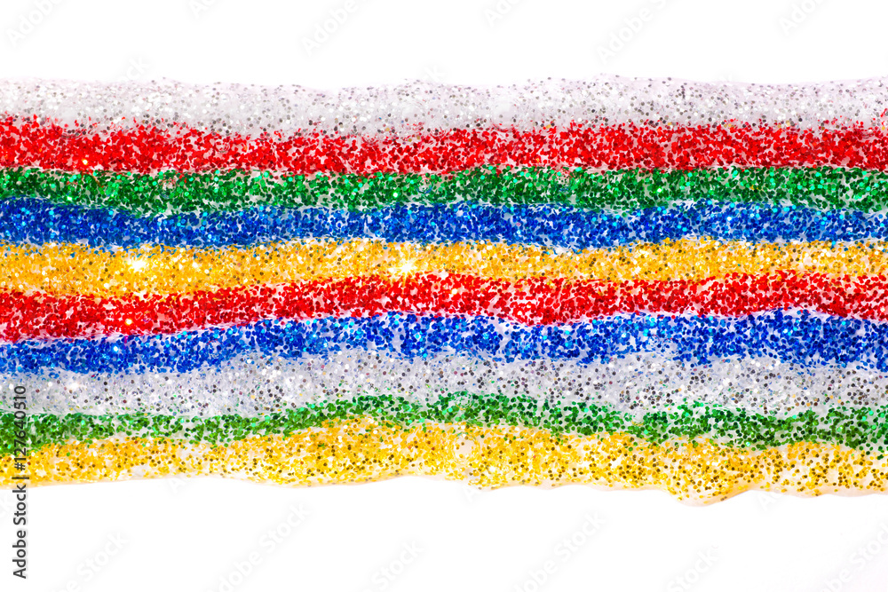 Multicolored stripe of glittered gel