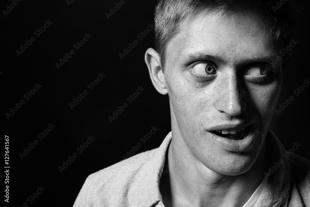 Black and white photo of handsome man Black and white photo of handsome man