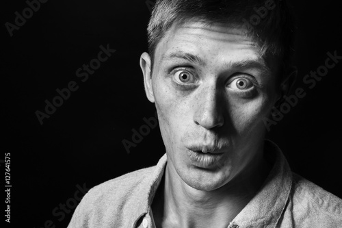 Black and white photo of handsome man
