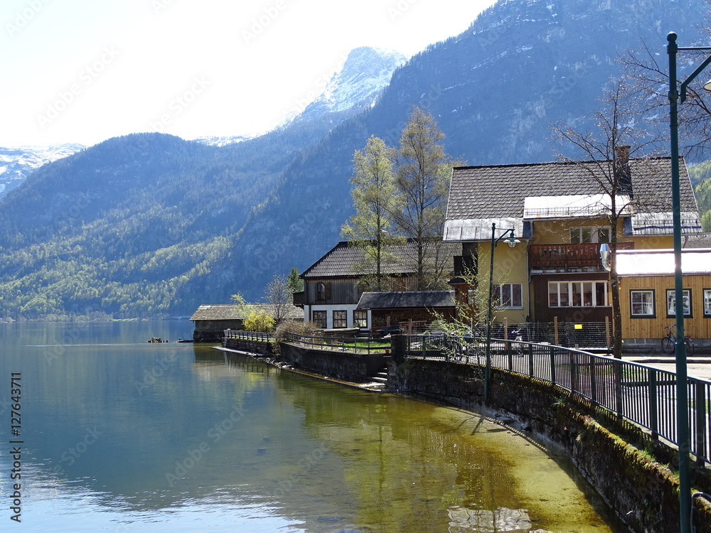 Village of Hallstatt and its lake.