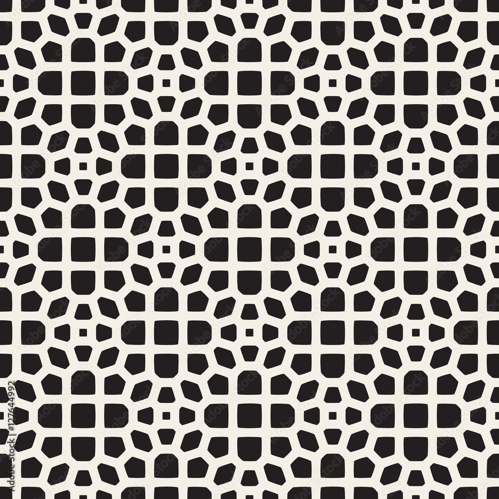 Vector Seamless Black and White Mosaic Lattice Pattern Vector Seamless Black and White Mosaic Lattice Pattern