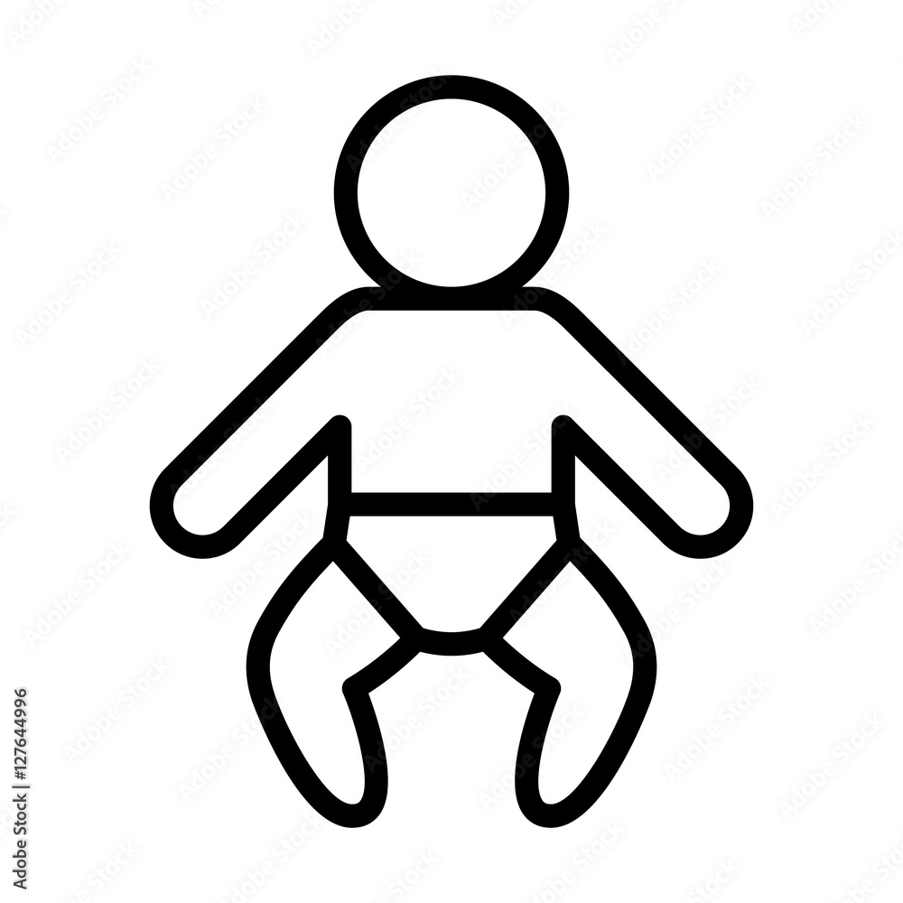 Human newborn baby, toddler or infant line art icon for apps and websites