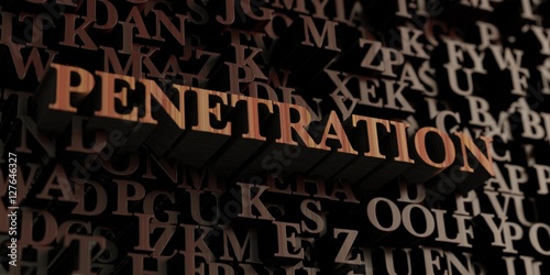 Penetration - Wooden 3D rendered letters/message. Can be used for an online banner ad or a print postcard.