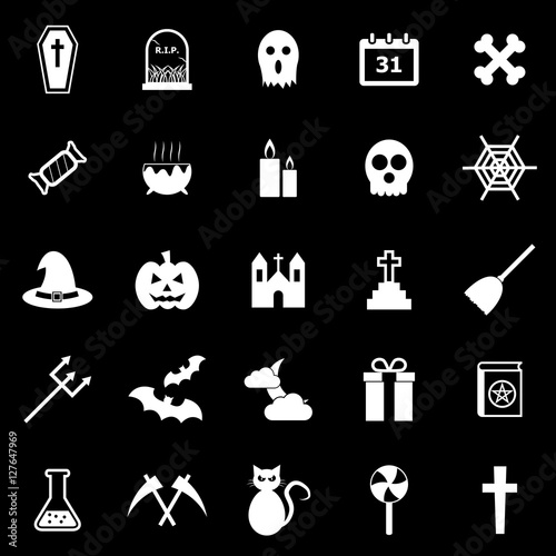 Halloween icons on black background