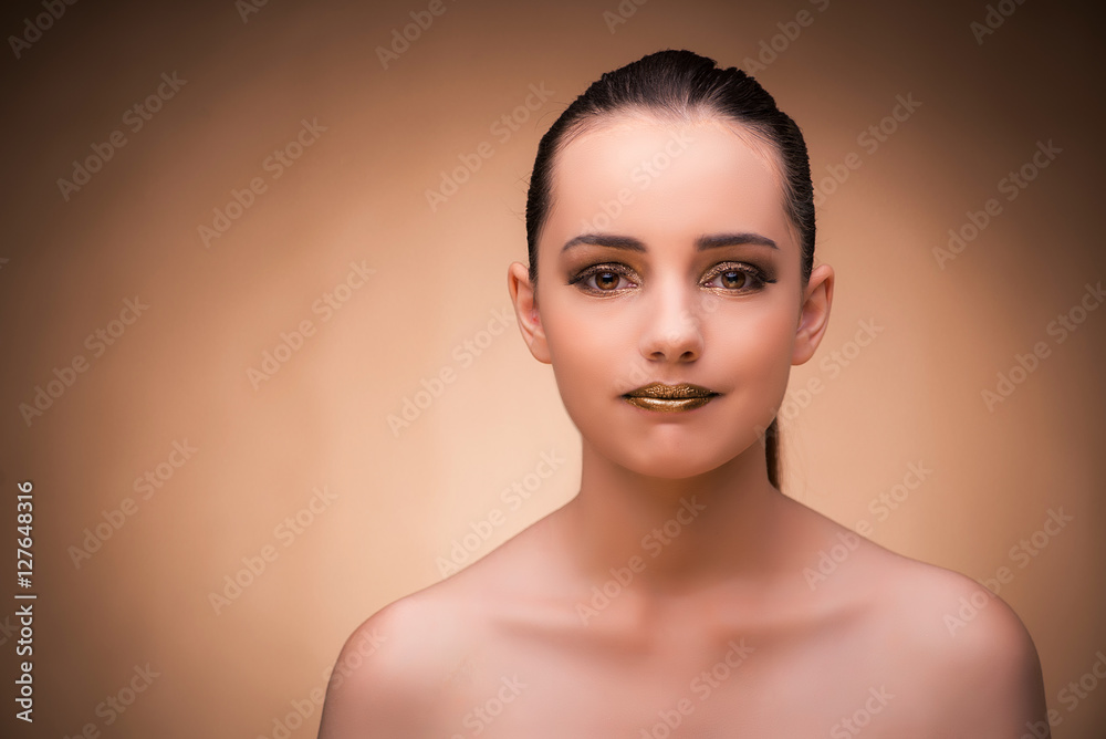 Woman with beautiful make-up against background