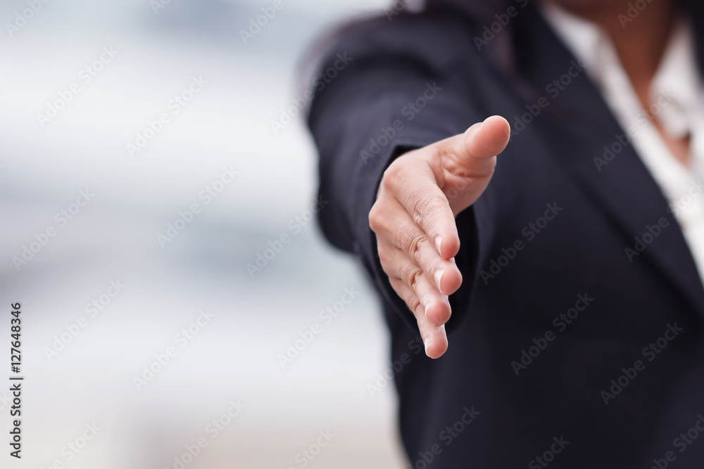 Fototapeta premium Business woman giving a handshake.