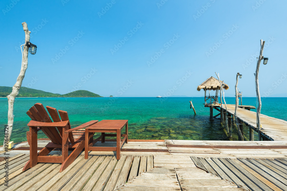 Wooden terrace, Deck, Hut and chair beach for relaxation