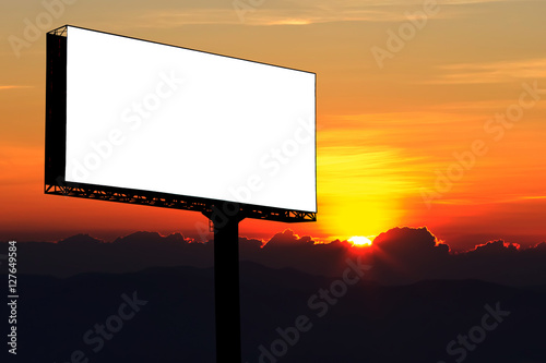 Blank billboard at sunset time for advertisement.
