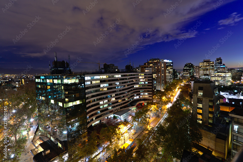 Obraz premium Santiago city from above at twilight.