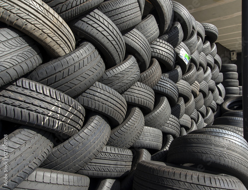Perspective tyres stacked recycling.