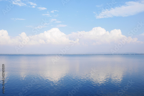 landscape of lake  with clouds reflection