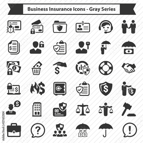 Business Insurance Icons - Gray Series