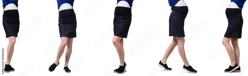 Pregnant woman in composite image isolated on white Pregnant woman in composite image isolated on white