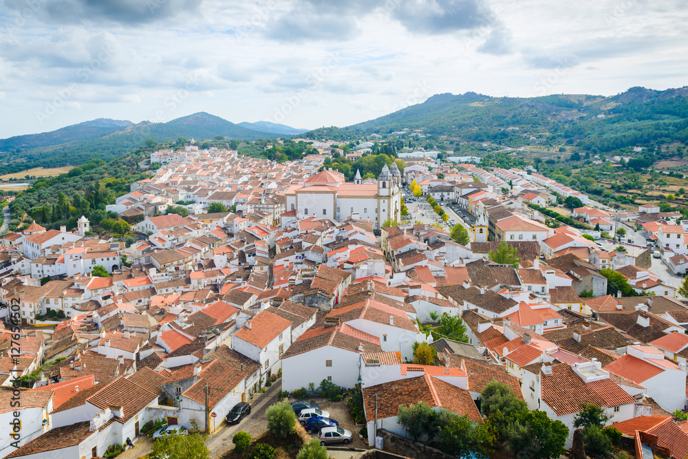 Castelo de Vide is a Ancient village. View of the Old Town and the surrounding hills from the medieval castle.Alentejo Region. Portugal