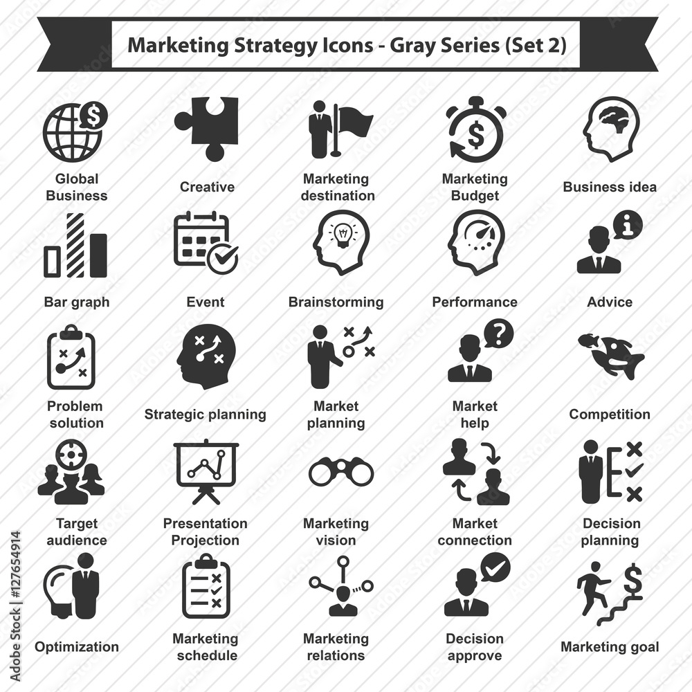 Marketing Strategy Icons - Gray Series (Set 2)