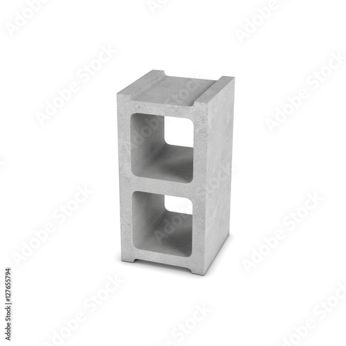 фотографія Rendering of cinder block isolated on white background