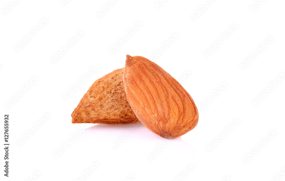 Dried almonds isolated on a white background Dried almonds isolated on a white background