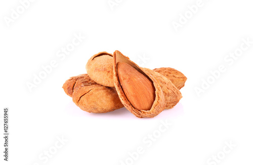 Dried almonds isolated on a white background