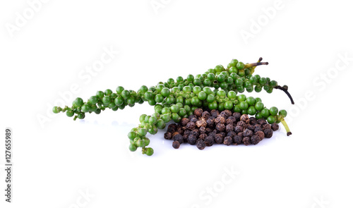 Black pepper on white background