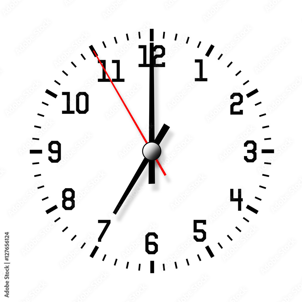 Wall clock isolated on white background. Closeup. 3d illustration. Wall clock isolated on white background. Closeup. 3d illustration.