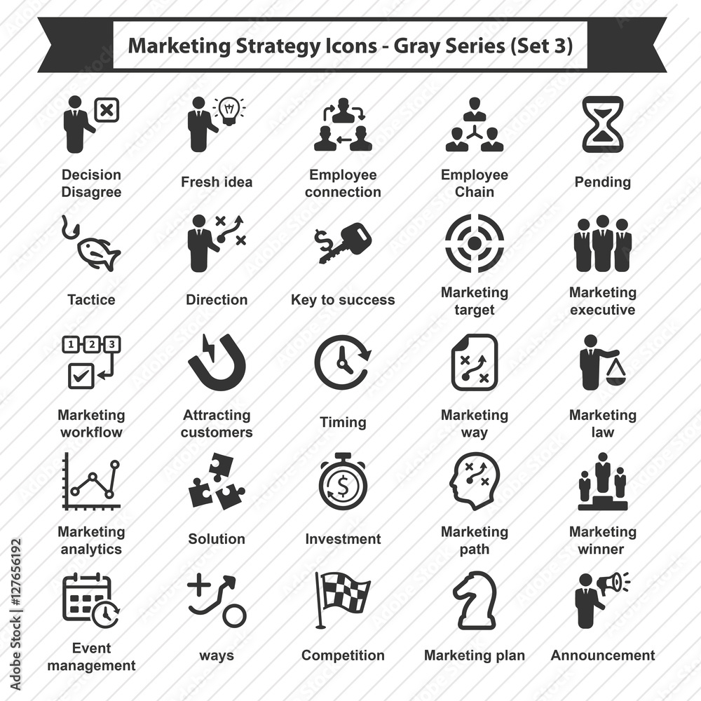 Marketing Strategy Icons - Gray Series (Set 3)