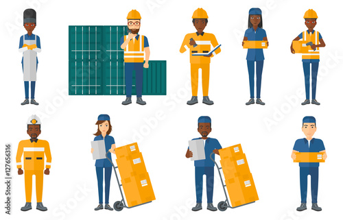 Vector set of industrial workers.