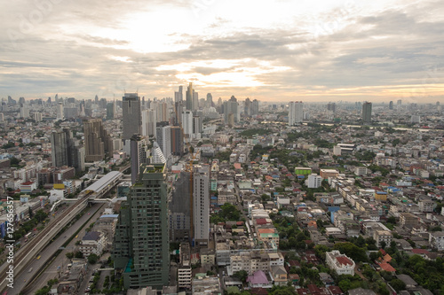Bangkok sunrise  City scape view on metropolis of Thailand