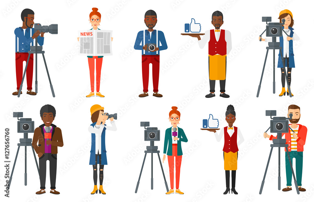 Vector set of media people characters. Vector set of media people characters.
