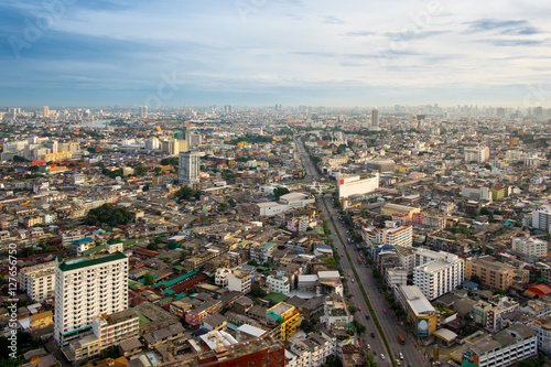 Bangkok City Scape on Bright Sky Day, The most populous metropolis in Thailand