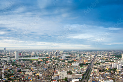 Bangkok City Scape on Bright Sky Day, The most populous metropolis in Thailand