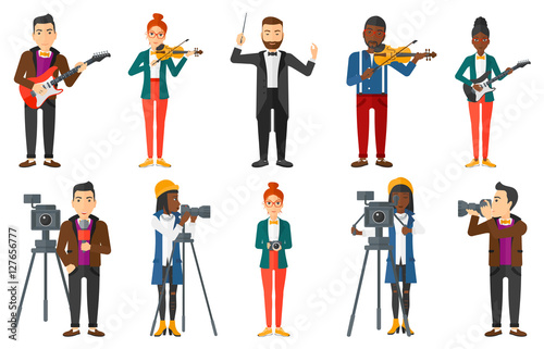 Vector set of media people characters.