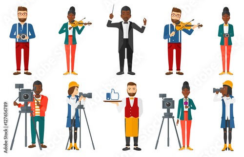 Vector set of media people characters.