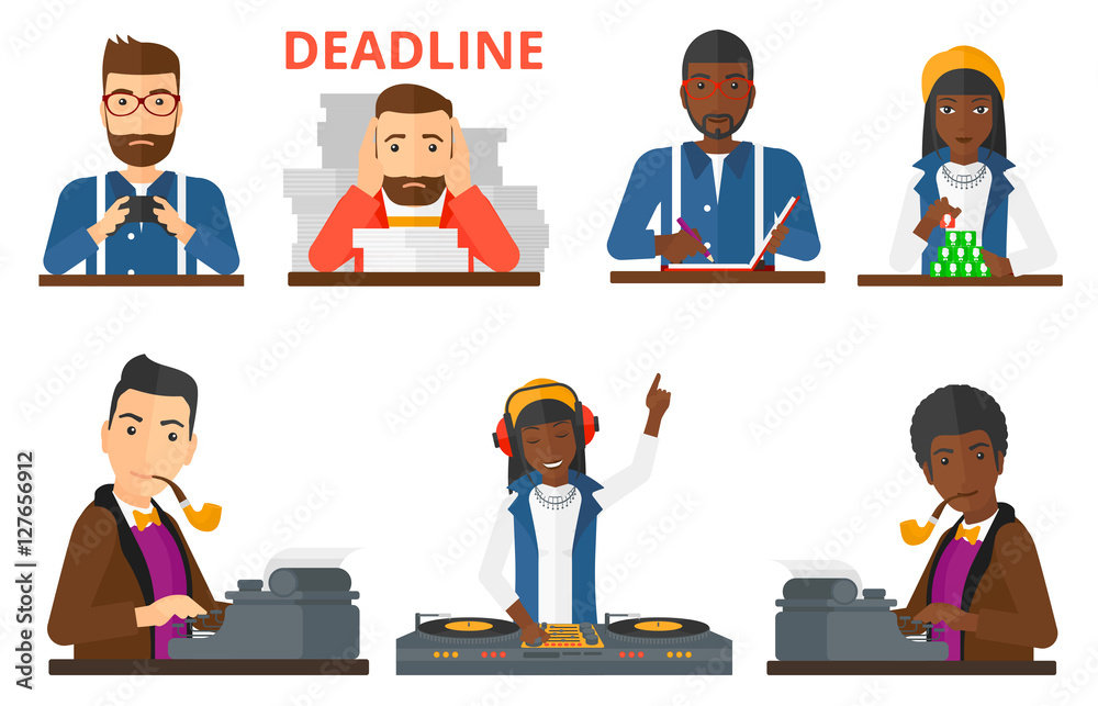 Vector set of business characters and media people