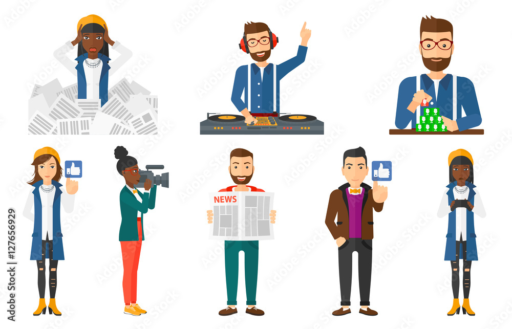 Vector set of business characters and media people Vector set of business characters and media people